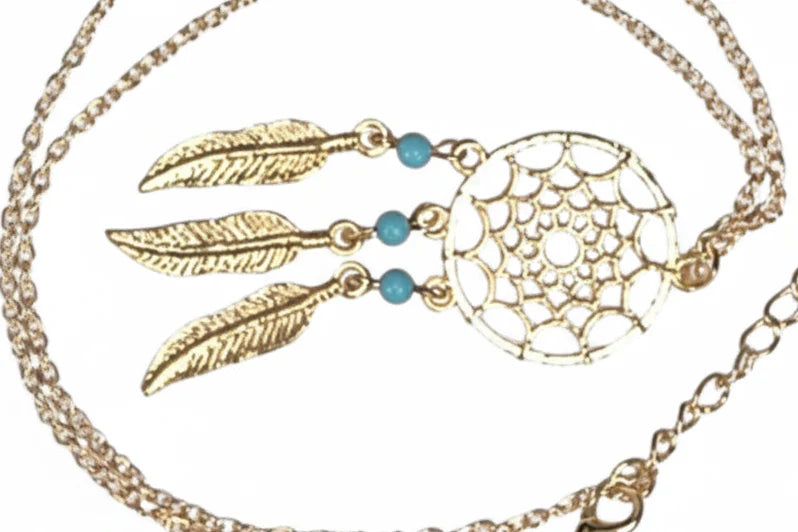 21J: Dream Catcher Necklace  (1") w/ 19" chain (Gold)