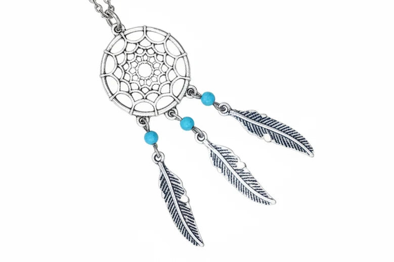 21K: Dream Catcher Necklace  (1") w/ 19" Chain (Silver)