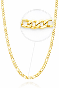 22D: Diamond-Cut Figaro Link Chain Gold Plated Italian .925 Sterling Silver 3mm (24")