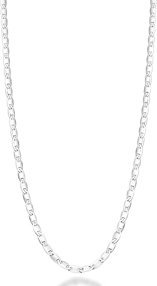 22N: Flat Valentino Mirror Link Italian .925 Sterling Silver 3.5mm (24")
