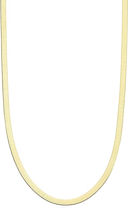 22O: Flexible Flat Herringbone 18kt Gold Plated Italian .925 Sterling Silver 3.5mm (24")