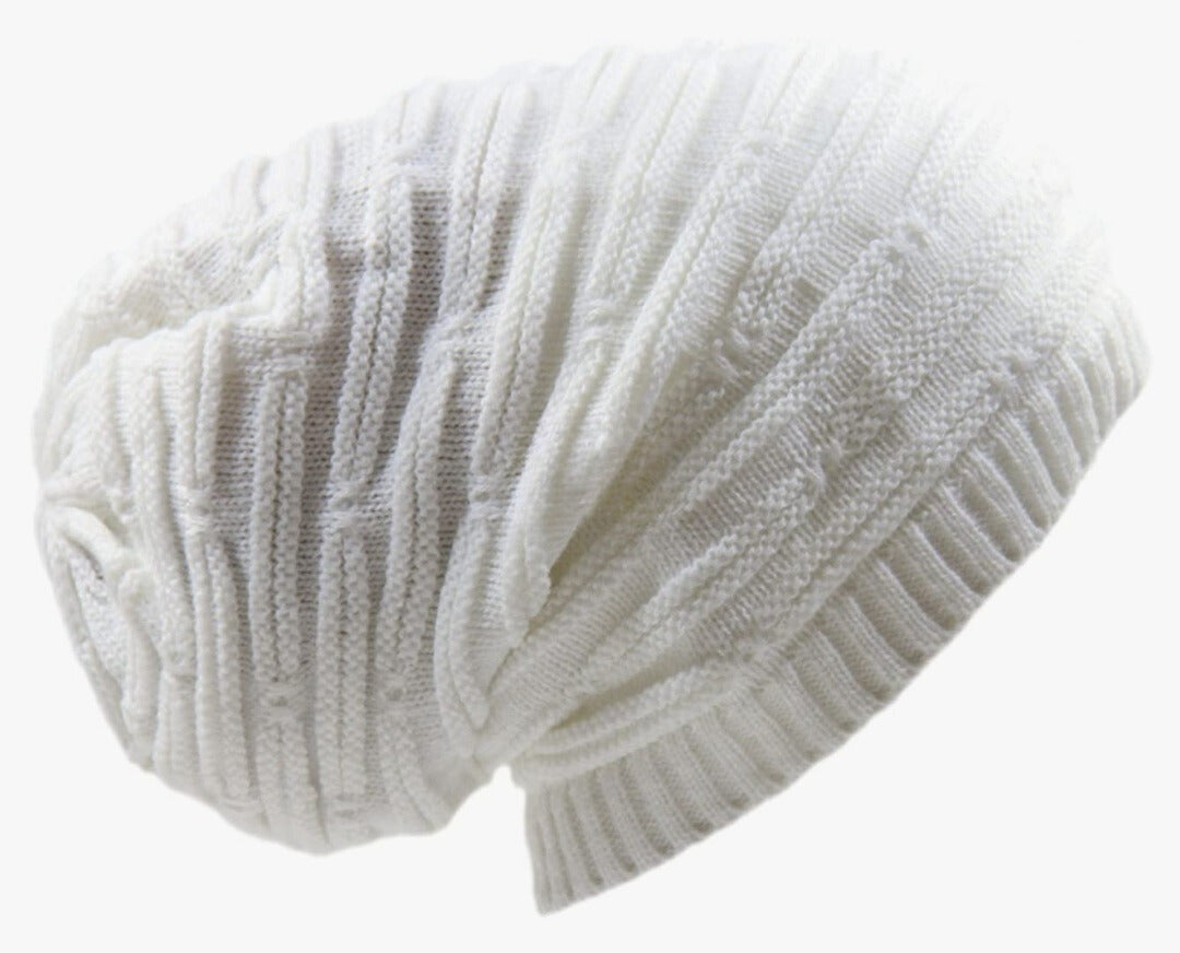3H: White Dreadlock Beanie (L)