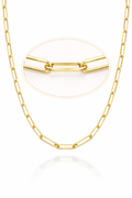 22F: Paperclip Link Chain Gold Plated Italian .925 Sterling Silver 3mm (24")