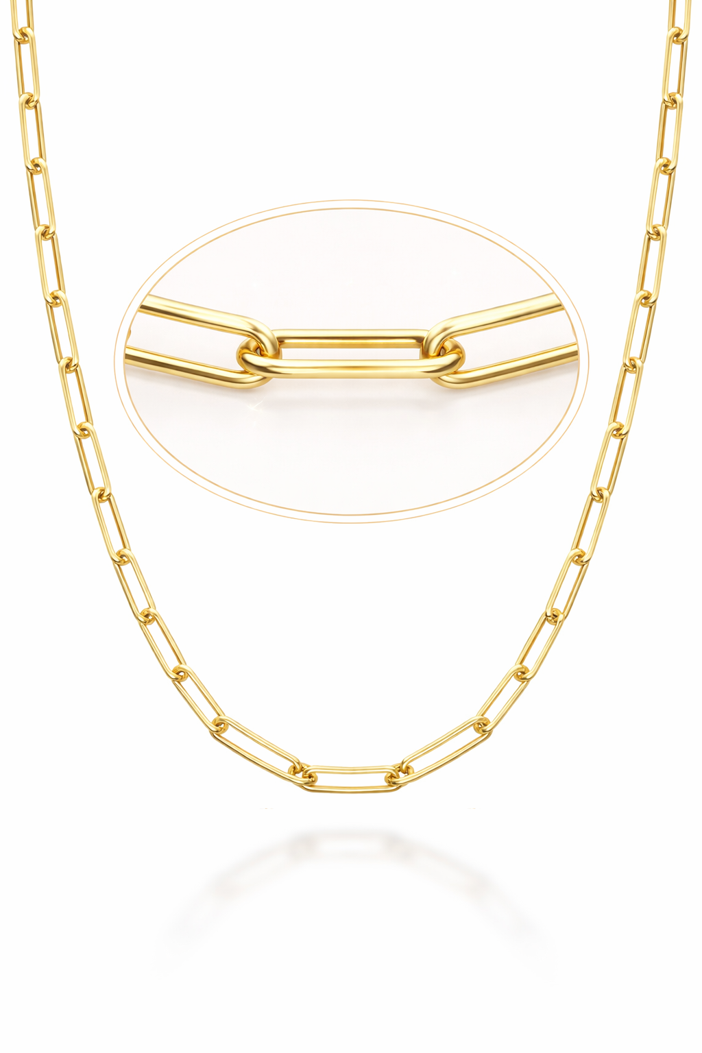 22F: Paperclip Link Chain Gold Plated Italian .925 Sterling Silver 3mm (24")