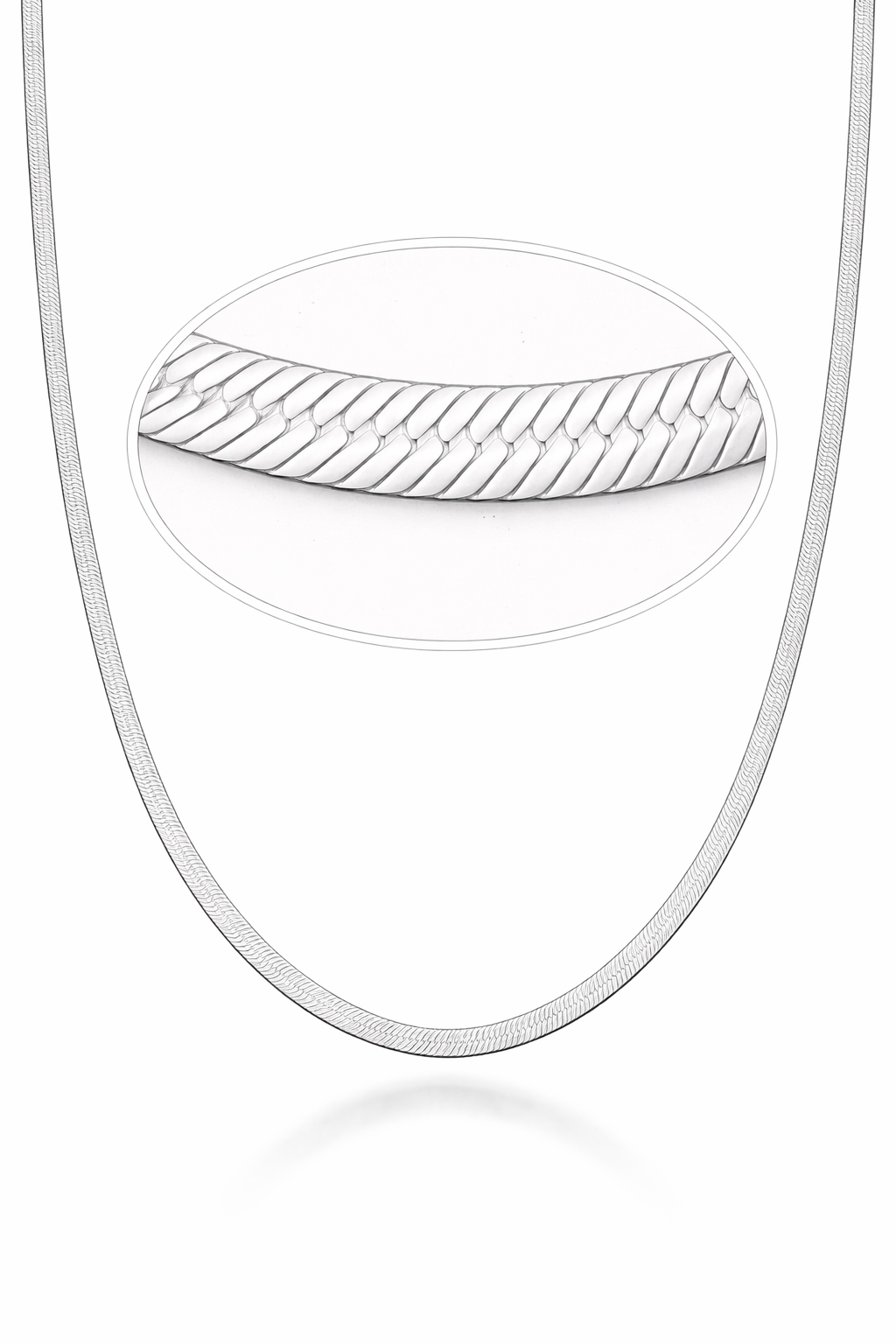 22M: Flexible Flat Herringbone Chain Italian .925 Sterling Silver 3.5mm (24")