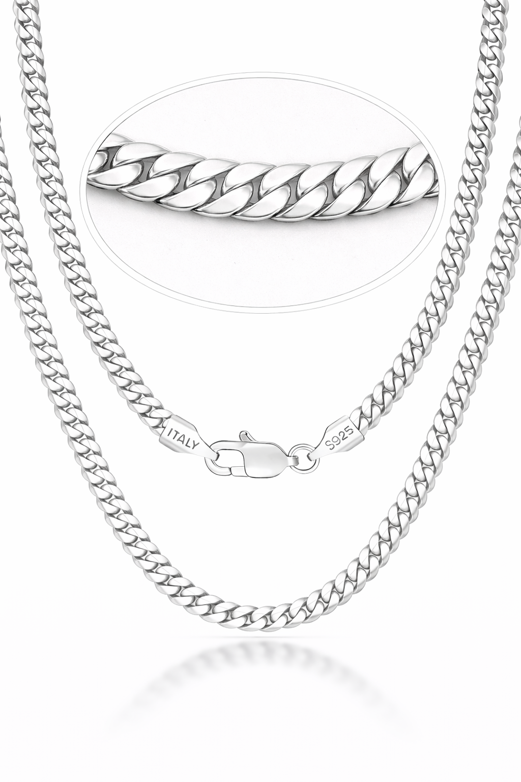 21X: Cuban Link .925 Italian Sterling Silver 3.5mm (24")