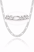 22B: Diamond Cut Figaro Link Chain Italian .925 Sterling Silver 3mm (24")