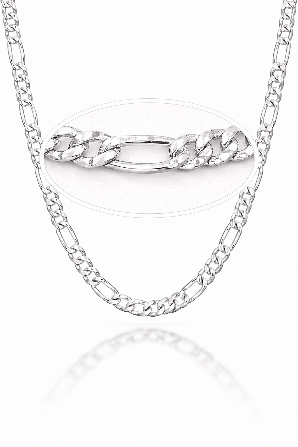 22C: Diamond-Cut Figaro Link Chain Italian .925 Sterling Silver 2.3mm (24")