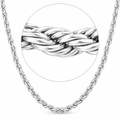 22I: Diamond Cut Braided Rope Chain Italian .925 Sterling Silver 3mm (24")