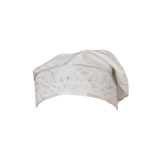 3N: Embroidered White Adebo Kufi (L)
