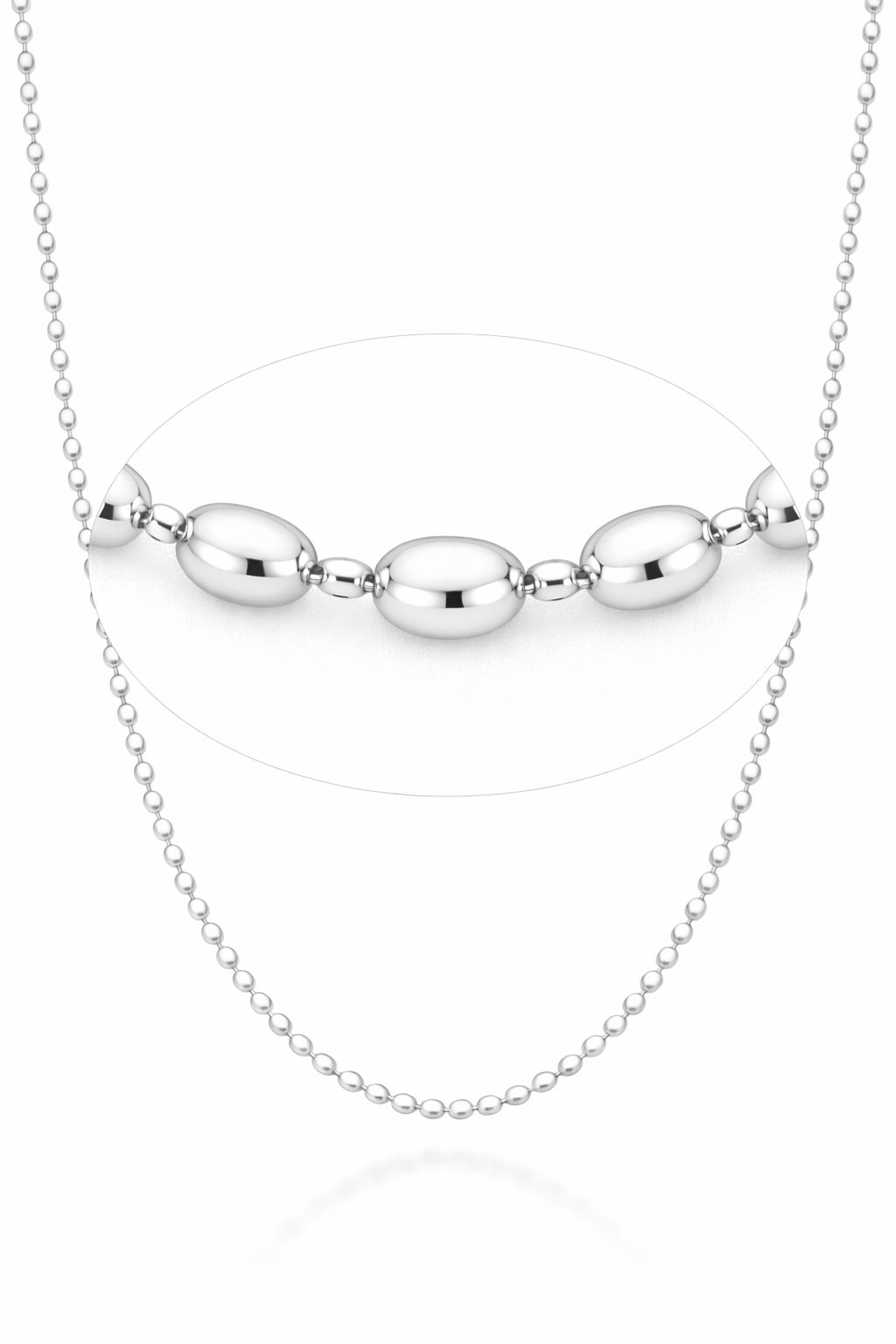 22P: Oval Bead Ball Chain Italian .925 Sterling Silver 2.3mm (24")