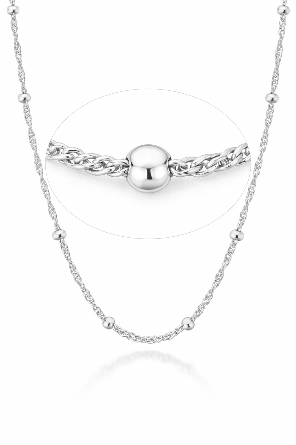 22Q: Singapore Bead Chain Italian .925 Sterling Silver 2.5mm (24")